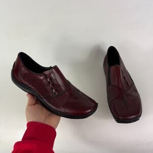 Rieker Celia Zip Loafers Women's 9 Red Leather Slip-On Low Top Comfort Shoes